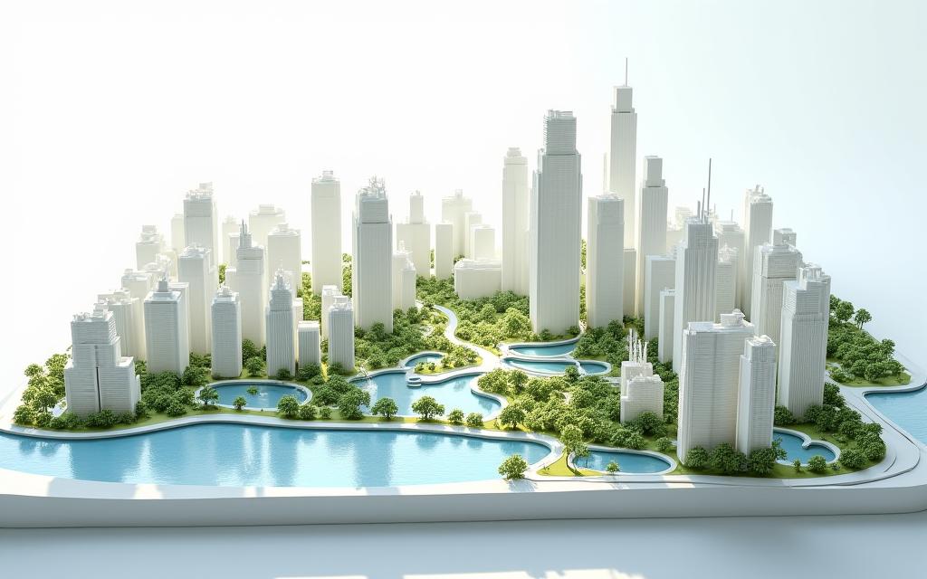 Städtebaumodell für Wettbewerbspräsentation